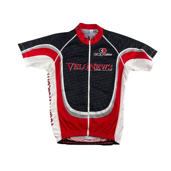 Capo Forma Jersey Mens Large Cycling Full Zip Velo News Red Black Made in Italy - Picture 1 of 12